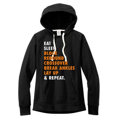 Eat Sleep Basketball Repeat Funny Gift For Basketball Player Women's Fleece Hoodie