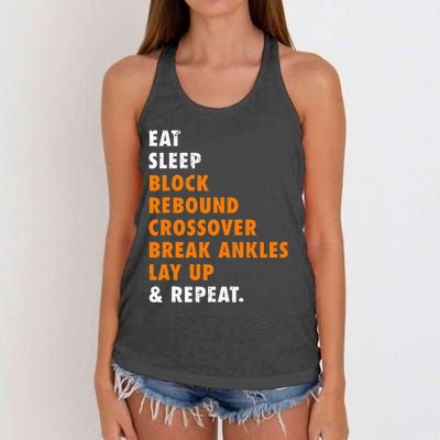 Eat Sleep Basketball Repeat Funny Gift For Basketball Player Women's Knotted Racerback Tank