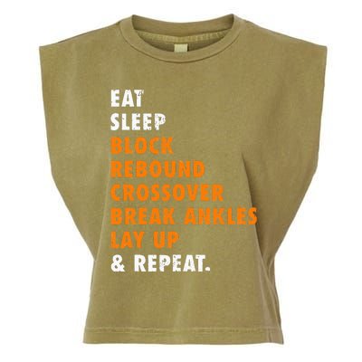 Eat Sleep Basketball Repeat Funny Gift For Basketball Player Garment-Dyed Women's Muscle Tee