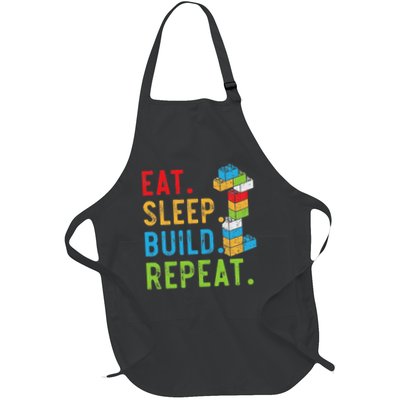 Eat Sleep Build Repeat Master Builder Bricks Blocks Full-Length Apron With Pockets