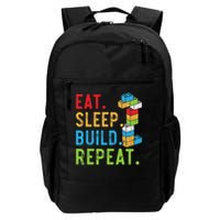 Eat Sleep Build Repeat Master Builder Bricks Blocks Daily Commute Backpack