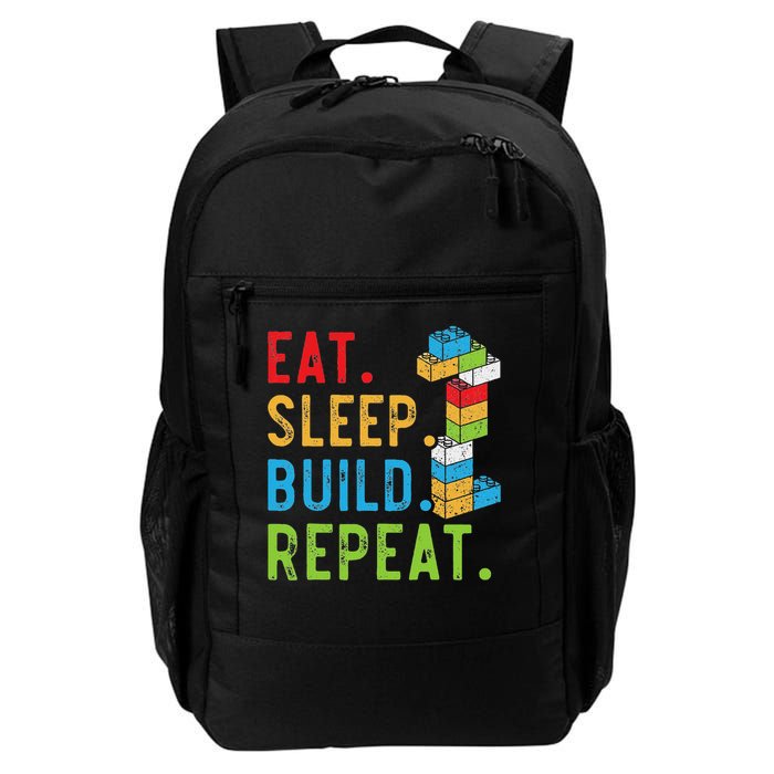 Eat Sleep Build Repeat Master Builder Bricks Blocks Daily Commute Backpack