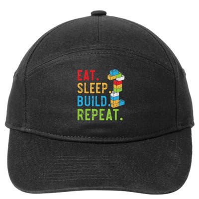 Eat Sleep Build Repeat Master Builder Bricks Blocks 7-Panel Snapback Hat