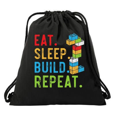 Eat Sleep Build Repeat Master Builder Bricks Blocks Drawstring Bag