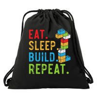 Eat Sleep Build Repeat Master Builder Bricks Blocks Drawstring Bag