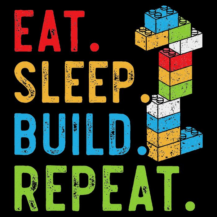 Eat Sleep Build Repeat Master Builder Bricks Blocks Drawstring Bag