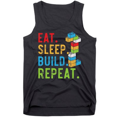 Eat Sleep Build Repeat Master Builder Bricks Blocks Tank Top