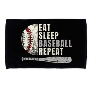 Eat Sleep Baseball Repeat Funny Baseball Player Microfiber Hand Towel