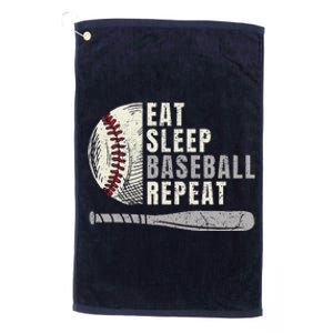 Eat Sleep Baseball Repeat Funny Baseball Player Platinum Collection Golf Towel