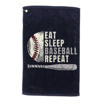 Eat Sleep Baseball Repeat Funny Baseball Player Platinum Collection Golf Towel