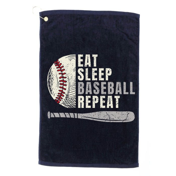 Eat Sleep Baseball Repeat Funny Baseball Player Platinum Collection Golf Towel