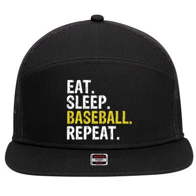 Eat Sleep Baseball Repeat Gift 7 Panel Mesh Trucker Snapback Hat