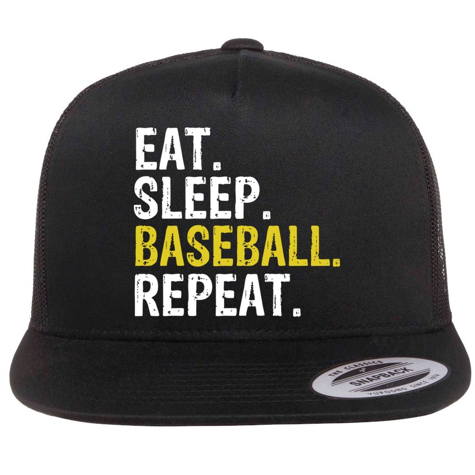 Eat Sleep Baseball Repeat Gift Flat Bill Trucker Hat