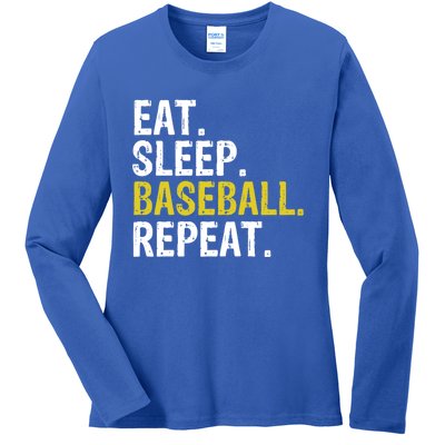 Eat Sleep Baseball Repeat Gift Ladies Long Sleeve Shirt