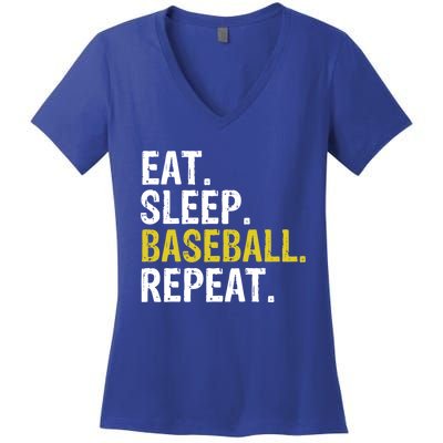 Eat Sleep Baseball Repeat Gift Women's V-Neck T-Shirt