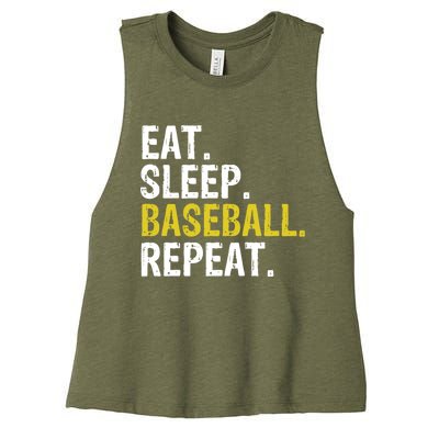 Eat Sleep Baseball Repeat Gift Women's Racerback Cropped Tank