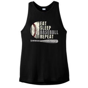 Eat Sleep Baseball Repeat Funny Baseball Player Ladies PosiCharge Tri-Blend Wicking Tank