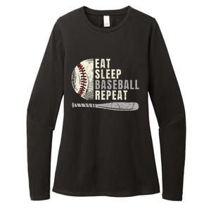 Eat Sleep Baseball Repeat Funny Baseball Player Womens CVC Long Sleeve Shirt