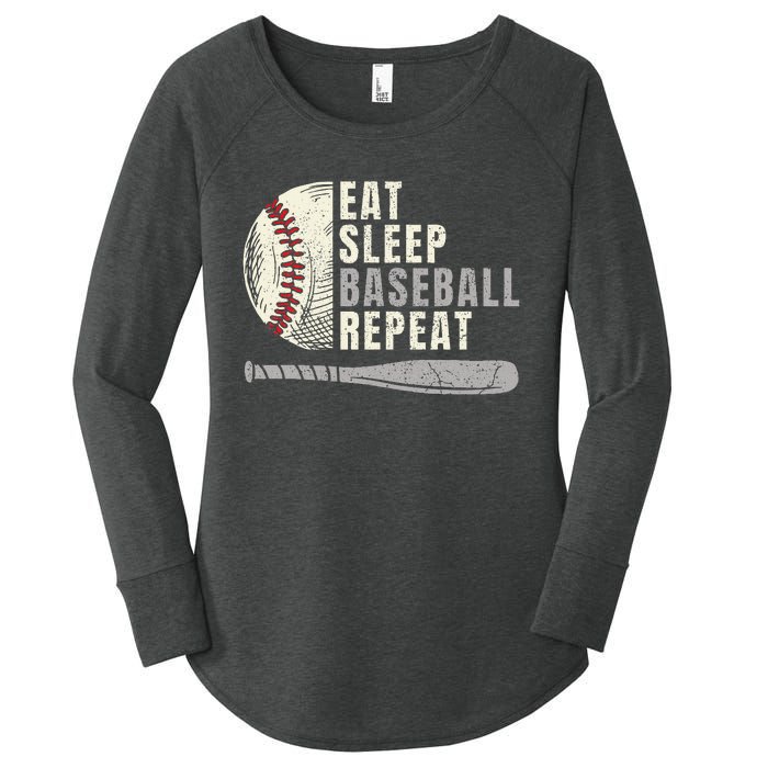 Eat Sleep Baseball Repeat Funny Baseball Player Women's Perfect Tri Tunic Long Sleeve Shirt