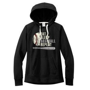 Eat Sleep Baseball Repeat Funny Baseball Player Women's Fleece Hoodie