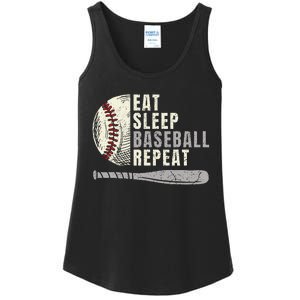 Eat Sleep Baseball Repeat Funny Baseball Player Ladies Essential Tank