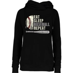 Eat Sleep Baseball Repeat Funny Baseball Player Womens Funnel Neck Pullover Hood