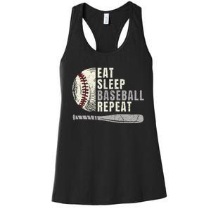 Eat Sleep Baseball Repeat Funny Baseball Player Women's Racerback Tank