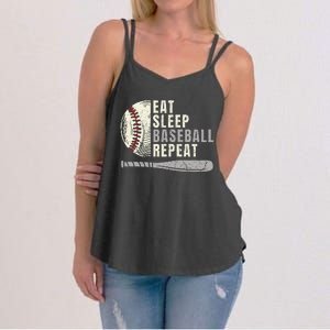 Eat Sleep Baseball Repeat Funny Baseball Player Women's Strappy Tank