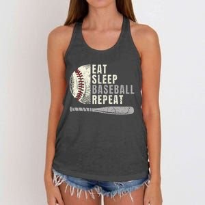 Eat Sleep Baseball Repeat Funny Baseball Player Women's Knotted Racerback Tank