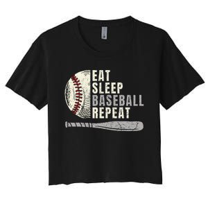 Eat Sleep Baseball Repeat Funny Baseball Player Women's Crop Top Tee