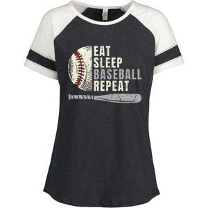 Eat Sleep Baseball Repeat Funny Baseball Player Enza Ladies Jersey Colorblock Tee