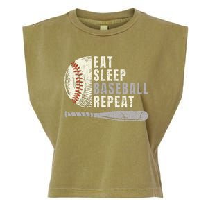 Eat Sleep Baseball Repeat Funny Baseball Player Garment-Dyed Women's Muscle Tee