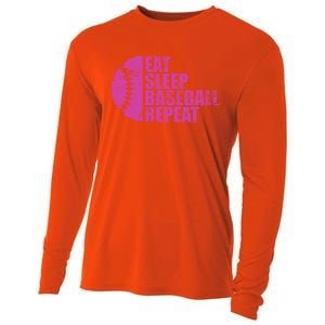 Eat Sleep Baseball Repeat Funny Bat And Ball Softball Lovers Gift Cooling Performance Long Sleeve Crew