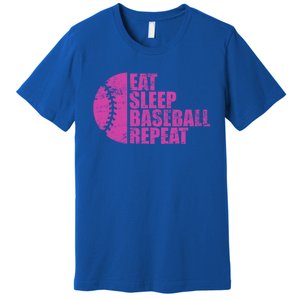 Eat Sleep Baseball Repeat Funny Bat And Ball Softball Lovers Gift Premium T-Shirt