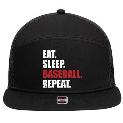 Eat Sleep Baseball Repeat Gift 7 Panel Mesh Trucker Snapback Hat