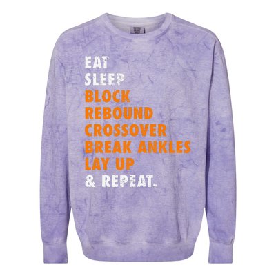 Eat Sleep Basketball Repeat Funny Gift For Basketball Player Colorblast Crewneck Sweatshirt