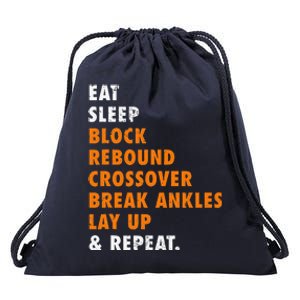 Eat Sleep Basketball Repeat Funny Gift For Basketball Player Drawstring Bag