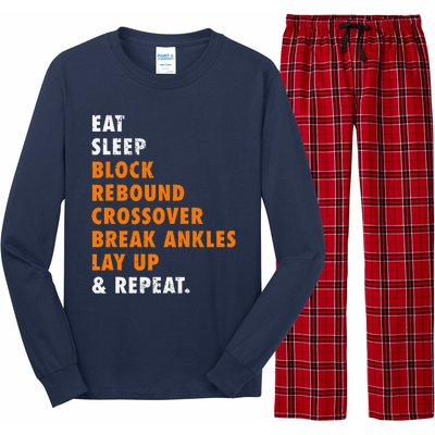 Eat Sleep Basketball Repeat Funny Gift For Basketball Player Long Sleeve Pajama Set