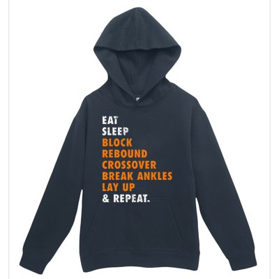 Eat Sleep Basketball Repeat Funny Gift For Basketball Player Urban Pullover Hoodie