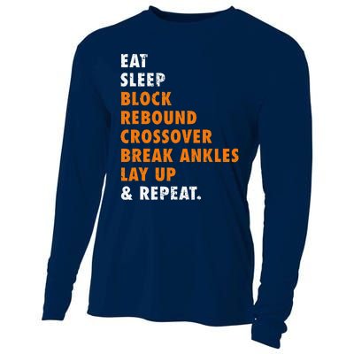 Eat Sleep Basketball Repeat Funny Gift For Basketball Player Cooling Performance Long Sleeve Crew