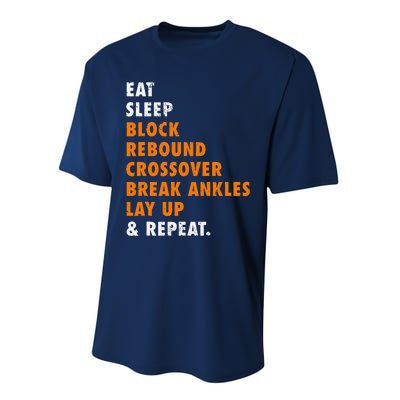 Eat Sleep Basketball Repeat Funny Gift For Basketball Player Performance Sprint T-Shirt