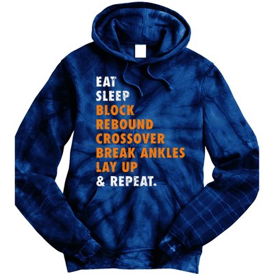 Eat Sleep Basketball Repeat Funny Gift For Basketball Player Tie Dye Hoodie