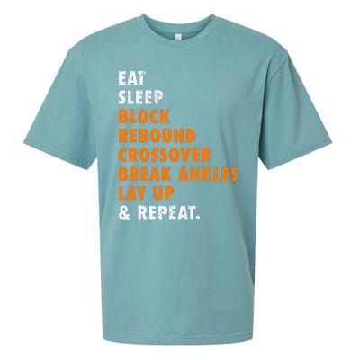 Eat Sleep Basketball Repeat Funny Gift For Basketball Player Sueded Cloud Jersey T-Shirt