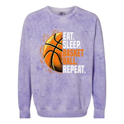 Eat Sleep Basketball Repeat Funny Basketball Lovers Colorblast Crewneck Sweatshirt