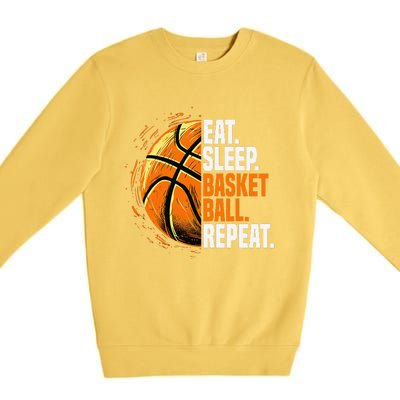 Eat Sleep Basketball Repeat Funny Basketball Lovers Premium Crewneck Sweatshirt