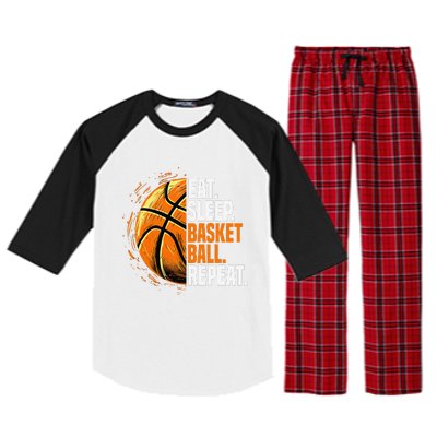 Eat Sleep Basketball Repeat Funny Basketball Lovers Raglan Sleeve Pajama Set