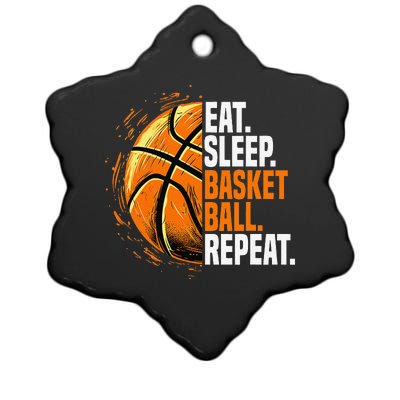 Eat Sleep Basketball Repeat Funny Basketball Lovers Ceramic Star Ornament