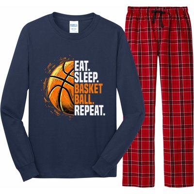 Eat Sleep Basketball Repeat Funny Basketball Lovers Long Sleeve Pajama Set