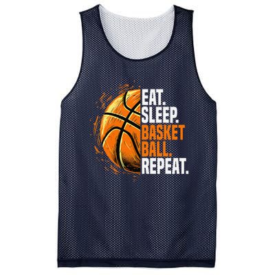 Eat Sleep Basketball Repeat Funny Basketball Lovers Mesh Reversible Basketball Jersey Tank