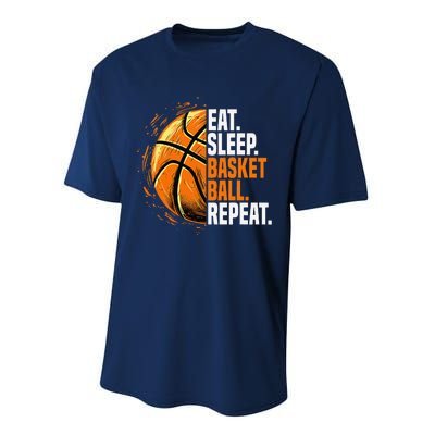 Eat Sleep Basketball Repeat Funny Basketball Lovers Performance Sprint T-Shirt